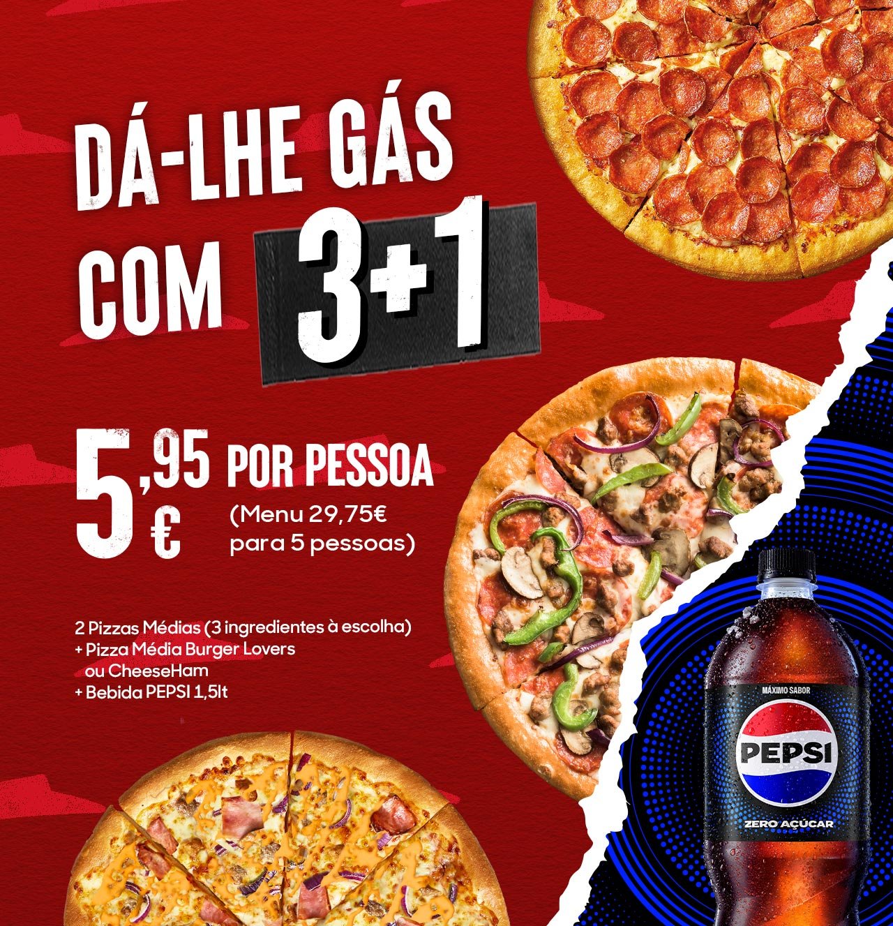 Promoção 3+1 Pizza Hut Pepsi