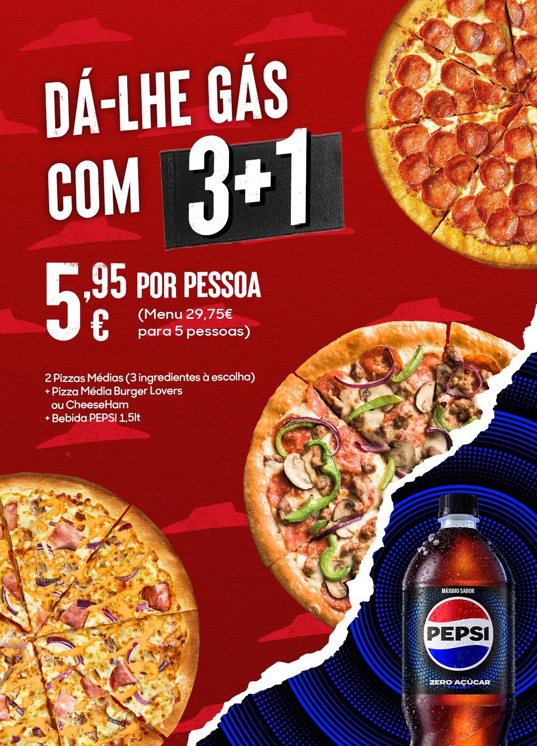 Promoção 3+1 Pizza Hut Pepsi