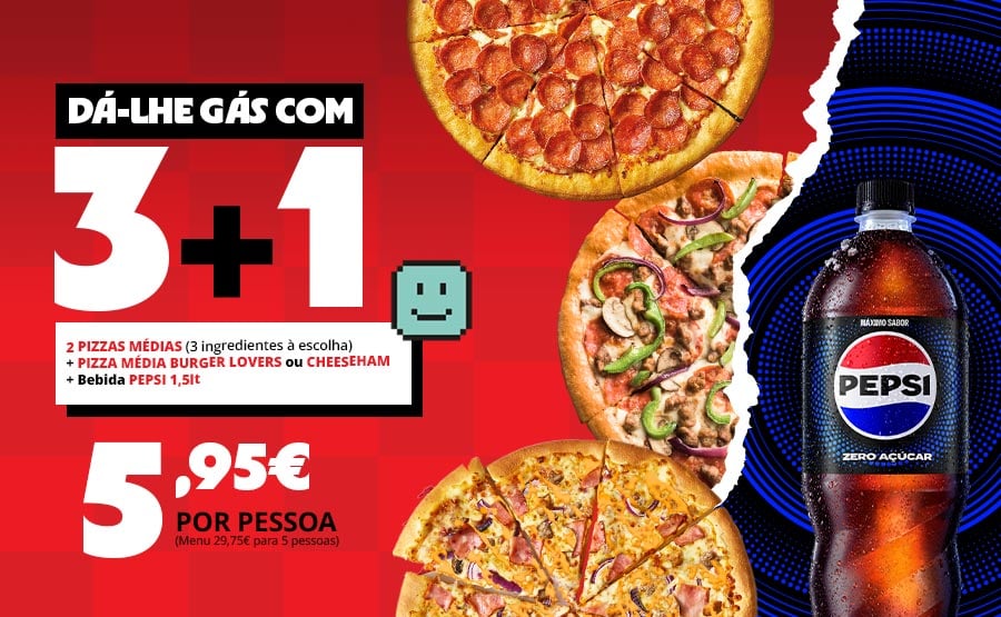 Promoção 3+1 Pizza Hut Pepsi