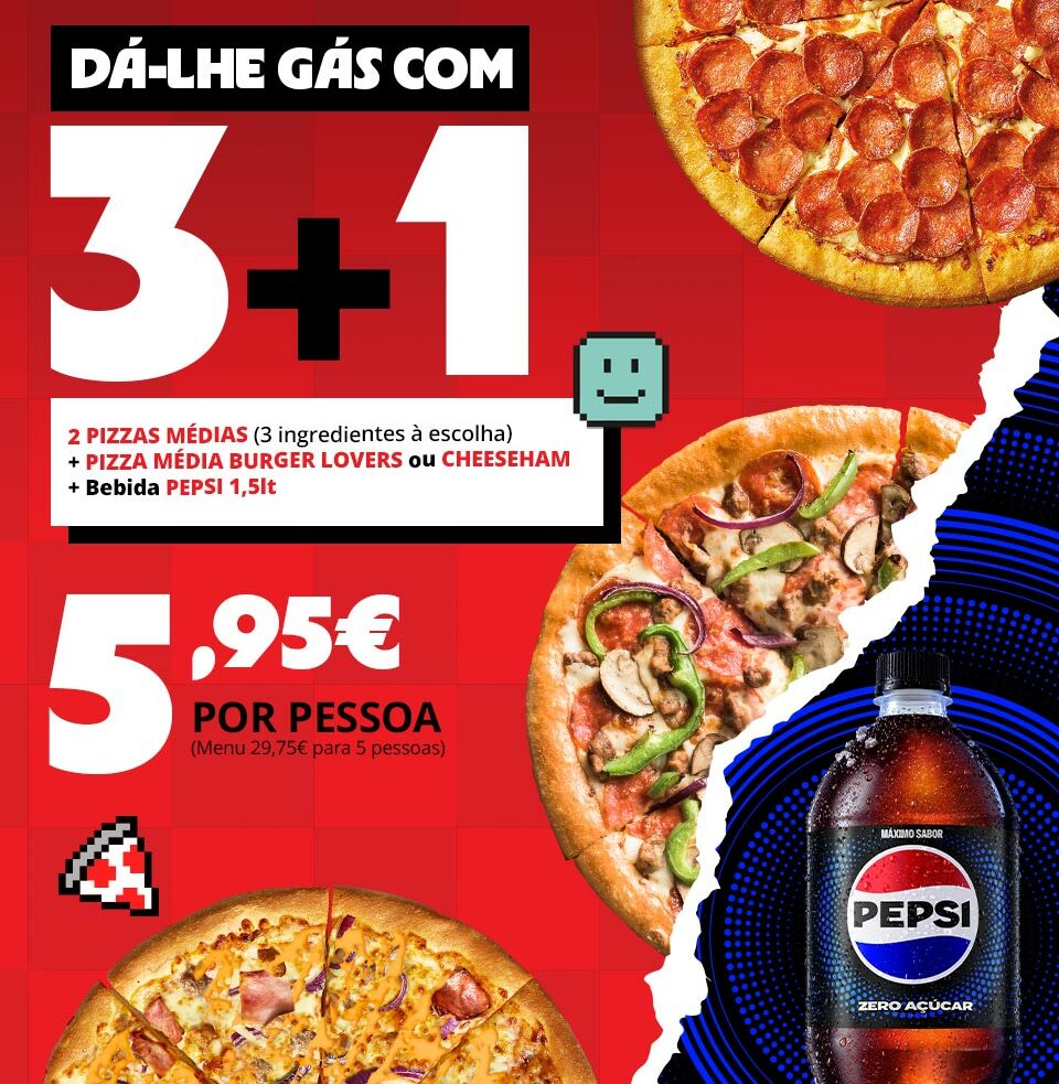 Promoção 3+1 Pizza Hut Pepsi
