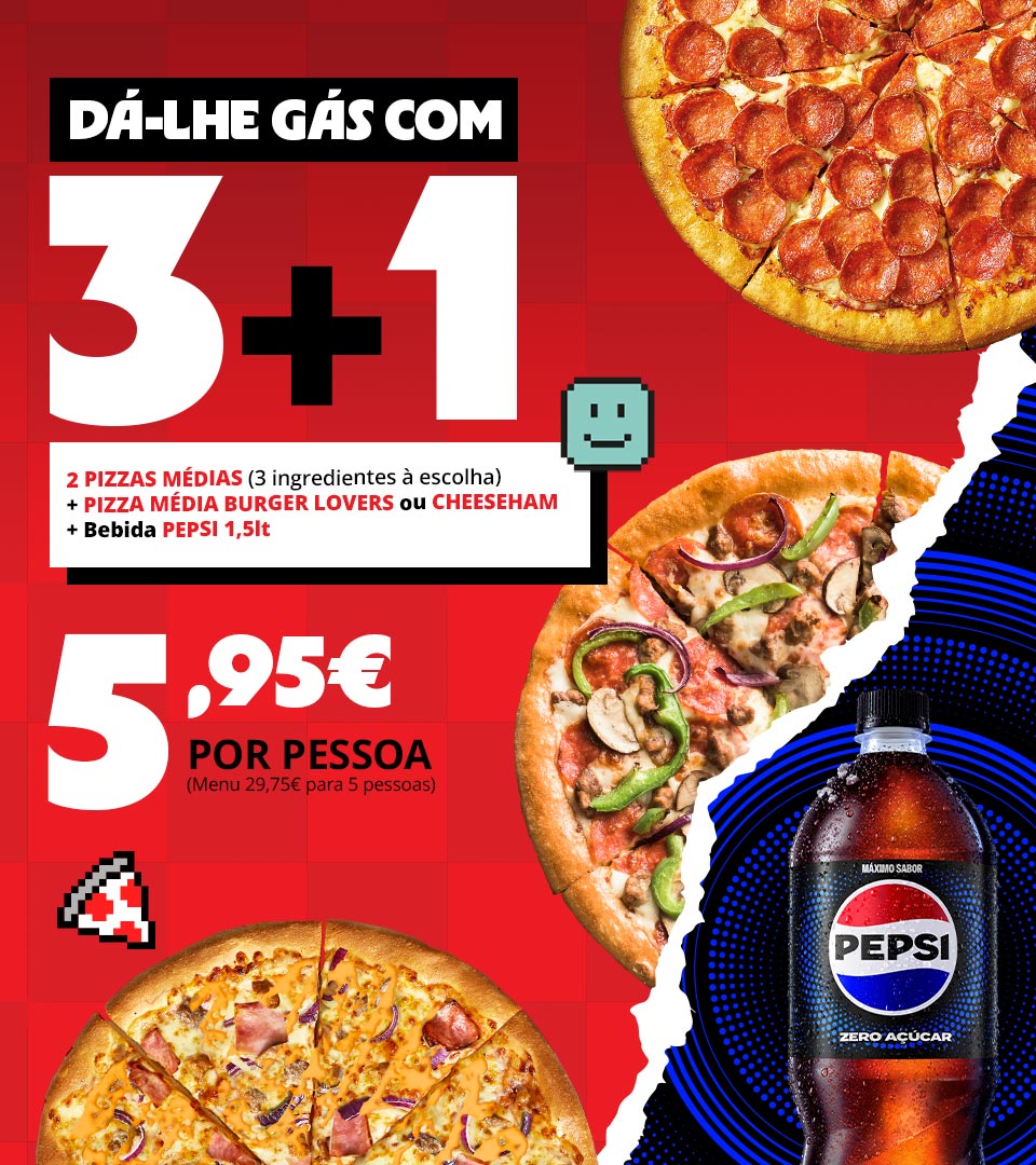 Promoção 3+1 Pizza Hut Pepsi