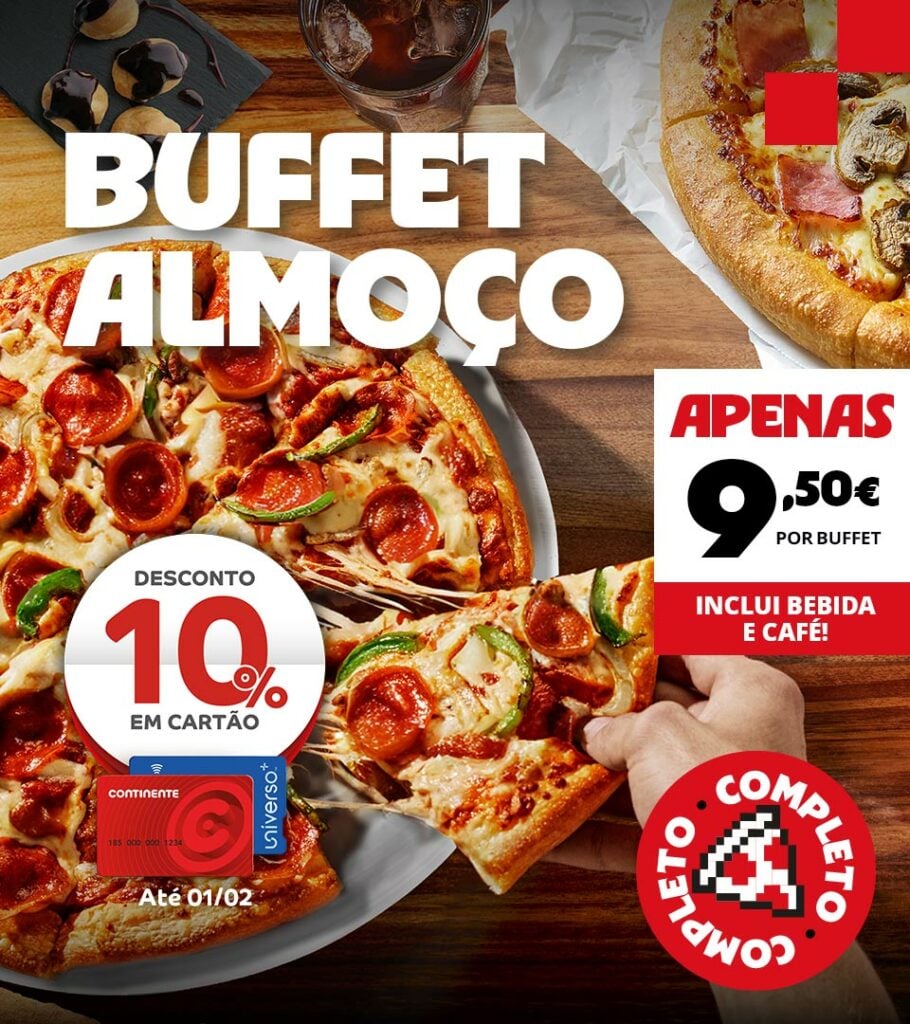 Buffet Almoço completo Pizza Hut por 9,50€