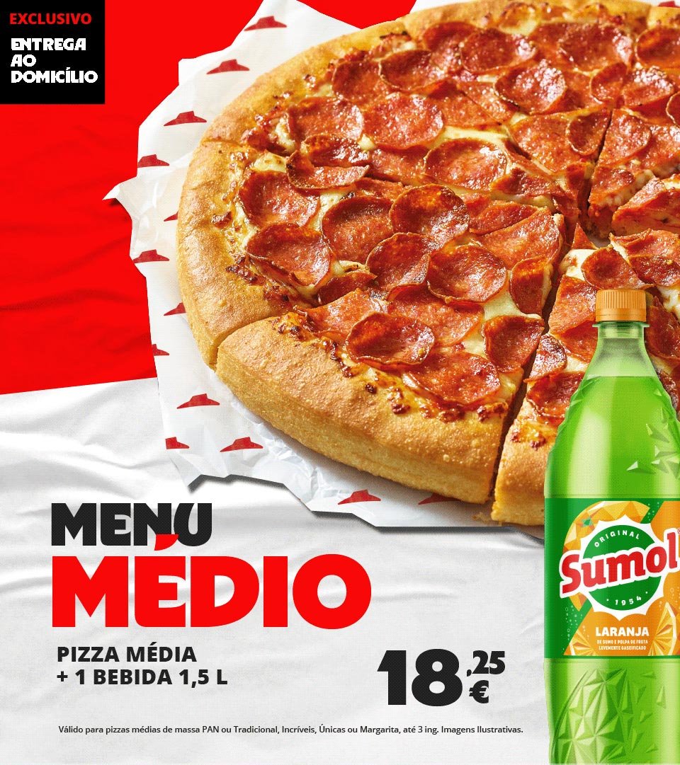 MENU MÉDIO. Entrega ao Domicílio - Pizza Hut