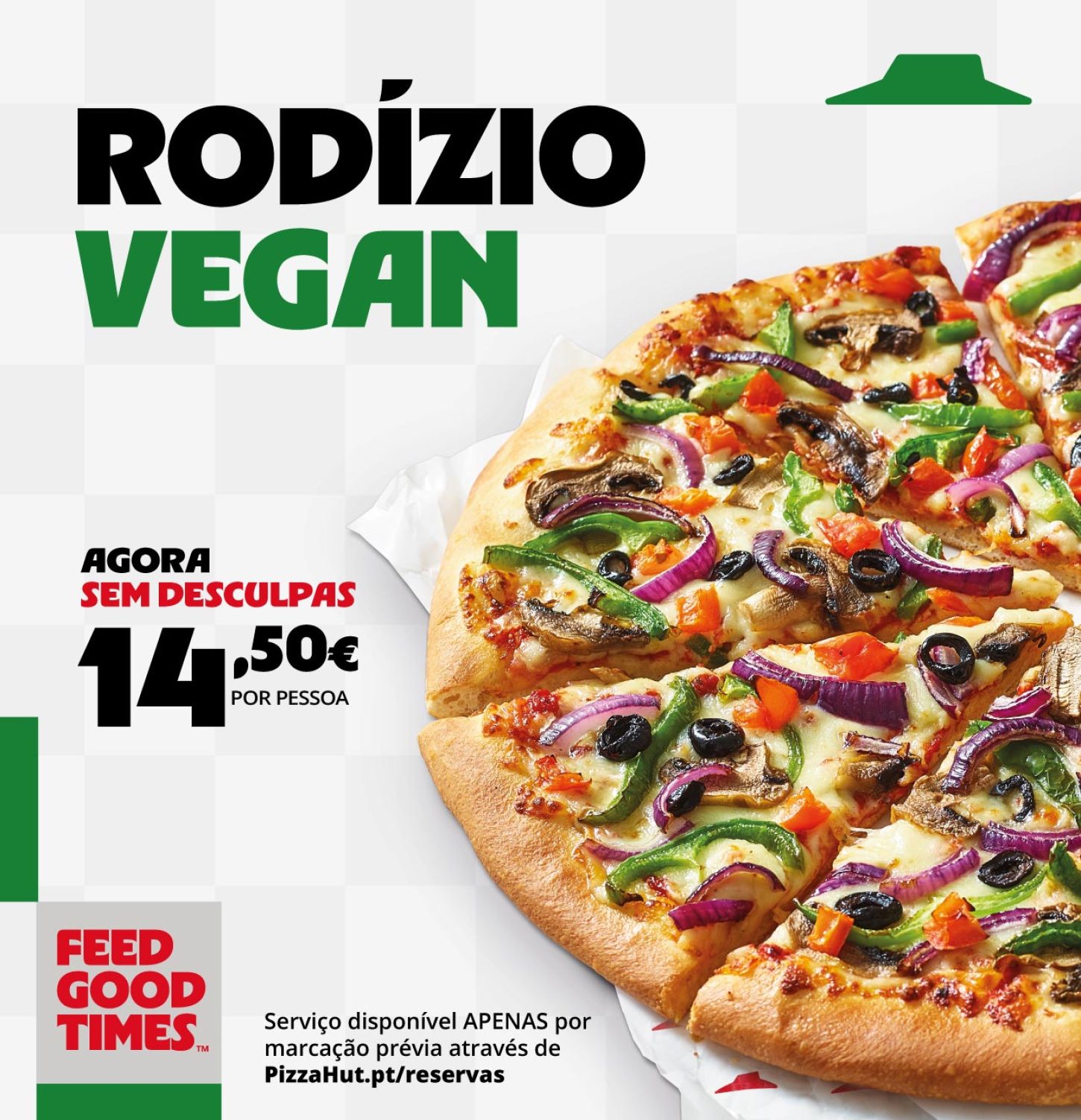 Rodízio de Pizza Vegetariana na Pizza Hut por 14,50€ por pessoa