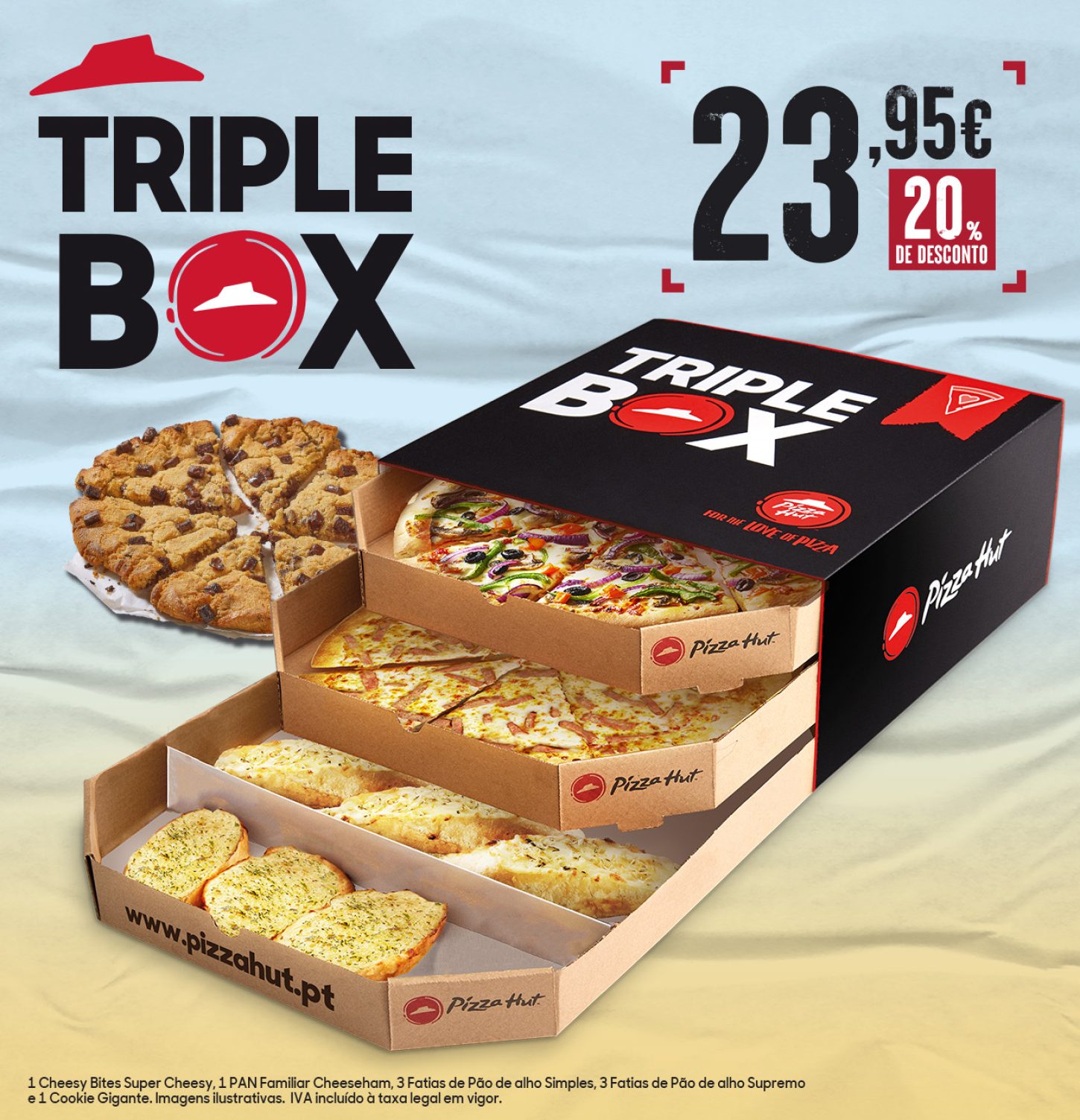 TRIPLE BOX 23,95€ (20% desconto) - Pizza Hut, Entrega ao Domicílio e Take Away