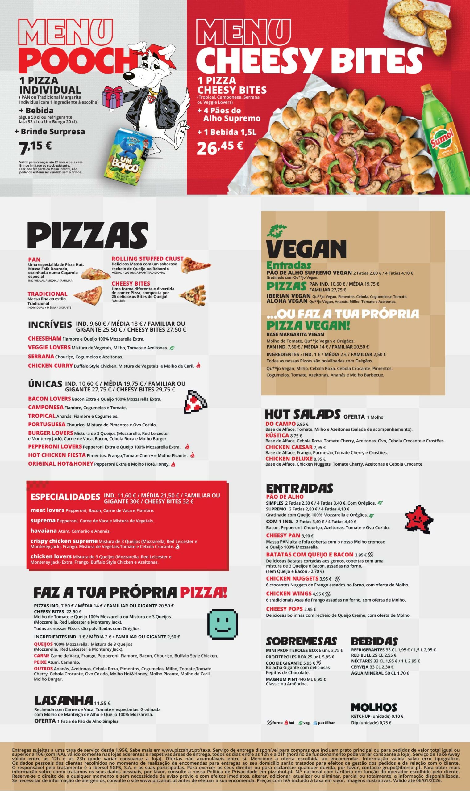 Folheto com Menu Pizza Hut