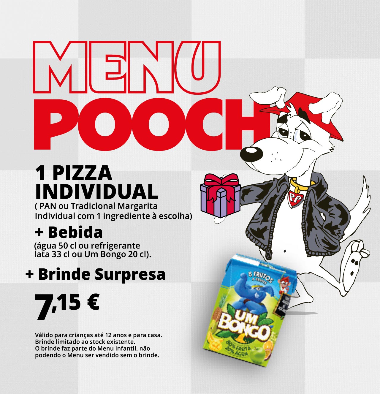 Menu Pooch da pizza hut menu de crianças