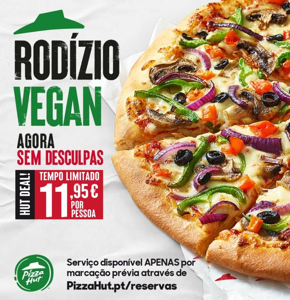 Rodízio de Pizzas Vegan por 11,95€ na Pizza Hut